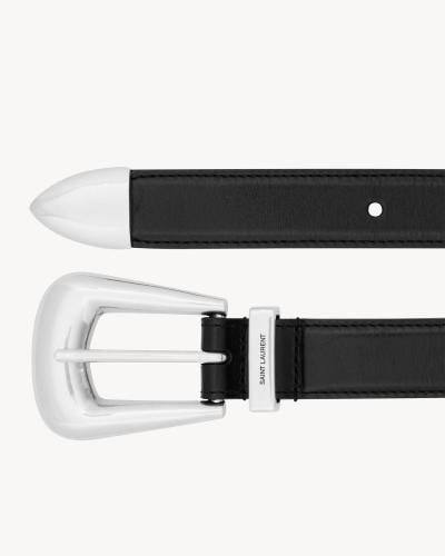 Saint Laurent Folk Buckle Belt in Smooth Leather