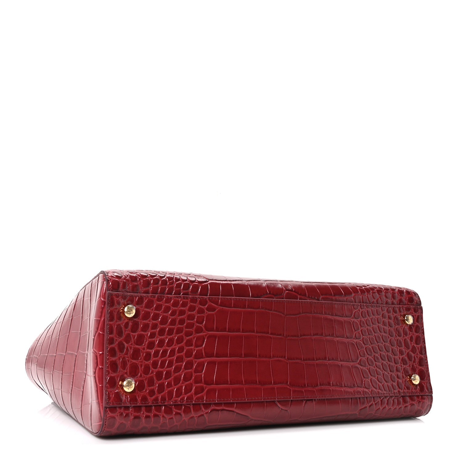 Chanel Calfskin Crocodile Embossed Archetype Small Shopping Tote Burgundy