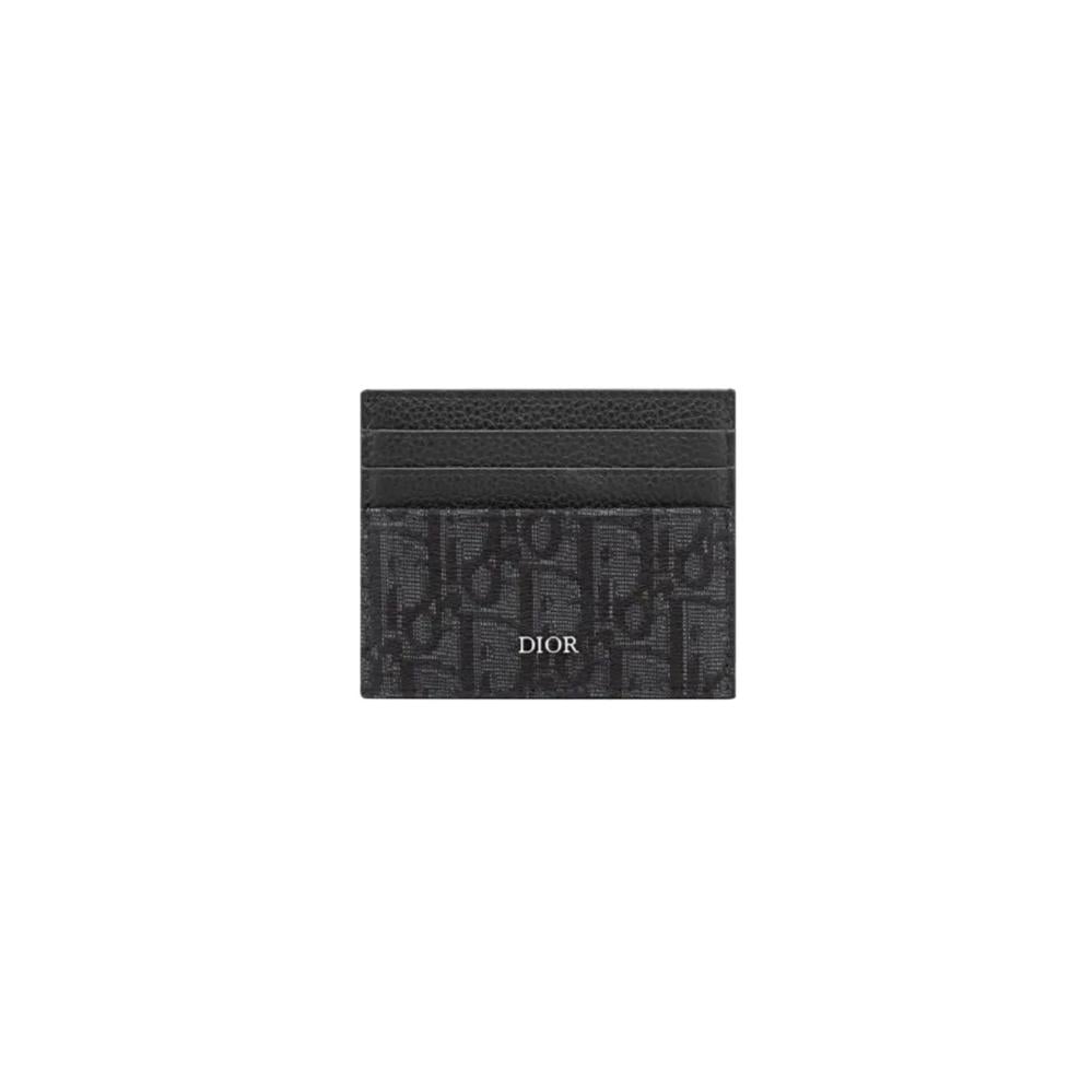Dior Card Holder Black Dior Oblique Jacquard and Black Grained Calfskin