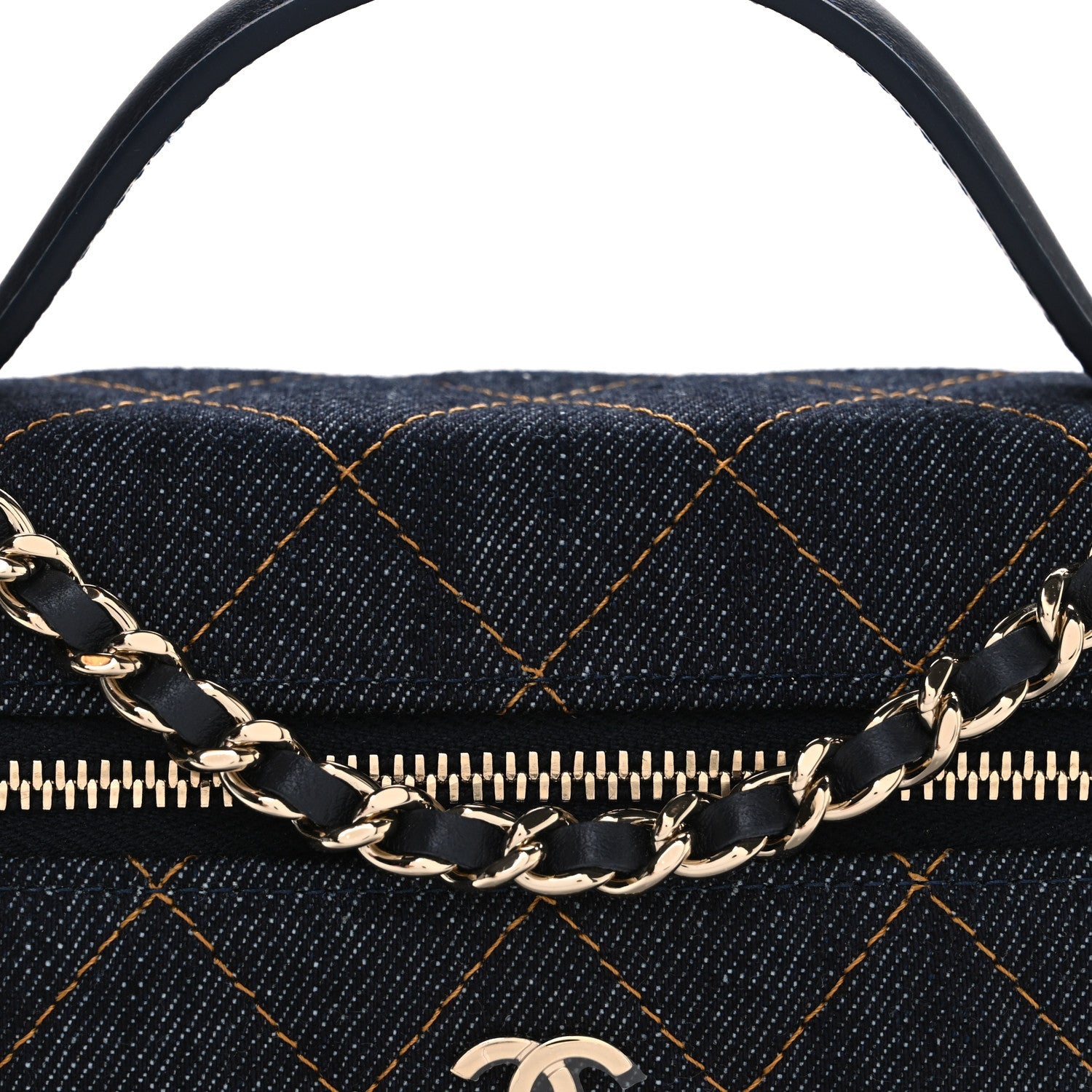 Chanel Denim Quilted Top Handle Slim Vanity Case