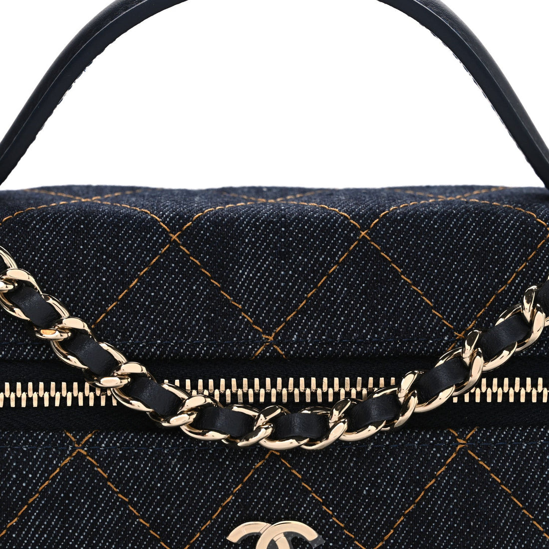 Chanel Denim Quilted Top Handle Slim Vanity Case