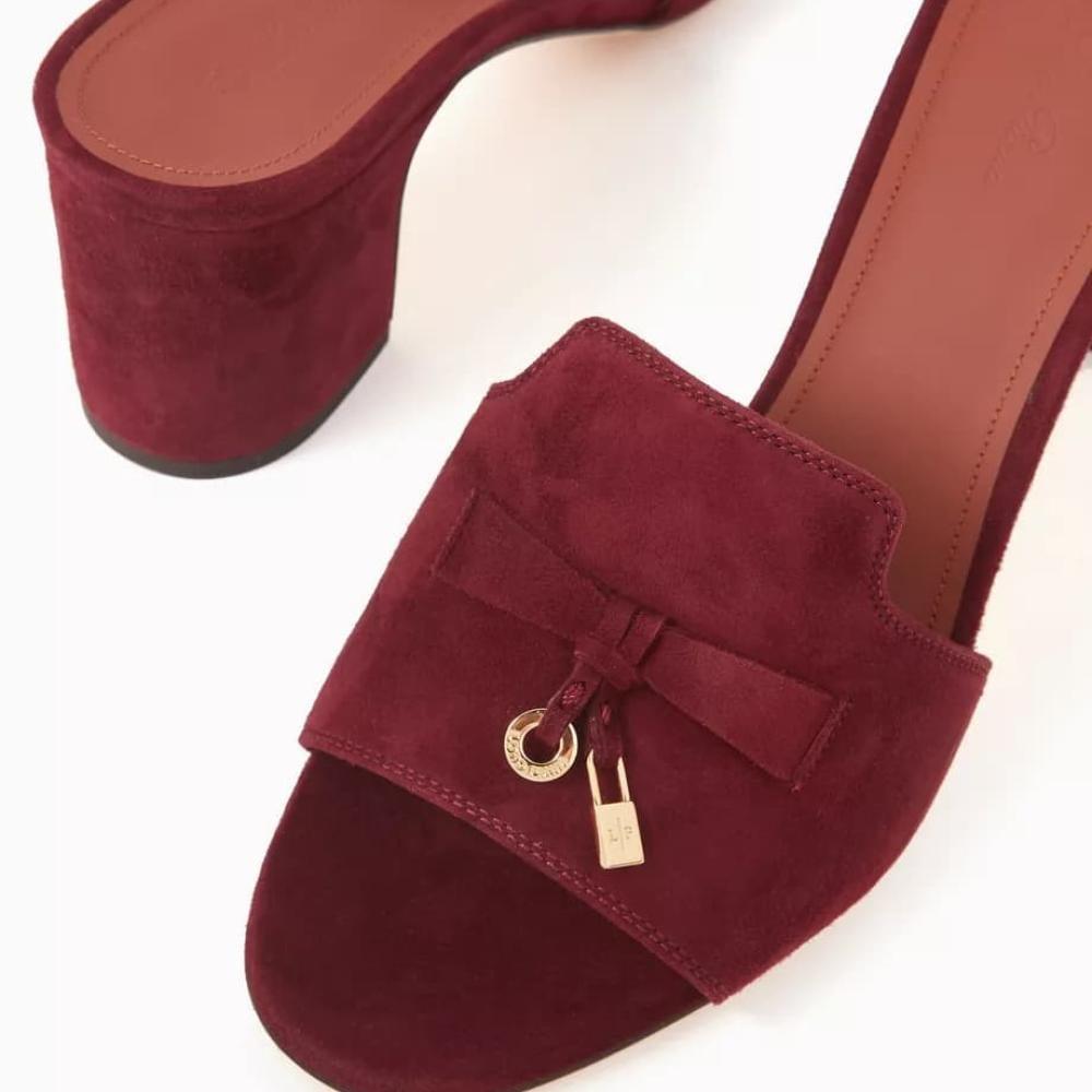 Loro Piana Loro Piana Women's Red Block Heel Sandal - 2