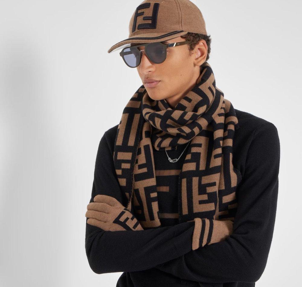 Fendi Fendi Scarf Brown and Black FF Scarf - 3