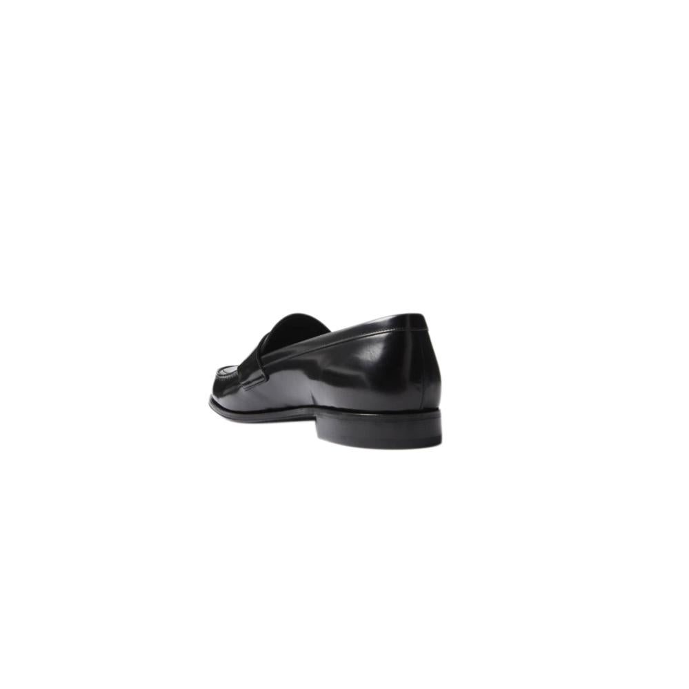 Prada Prada brushed leather loafers featuring a silver-tone enameled metal triangle logo - 2