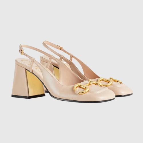 Gucci white leather slingback pumps