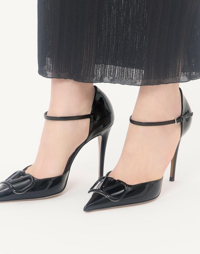 Valentino Valentino VLogo Signature D'Orsay Patent Leather Pumps 100Mm - 4
