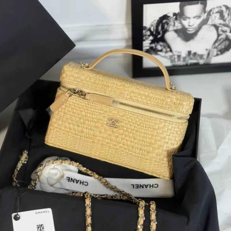 Chanel Braided Raffia Slim Vanity Case