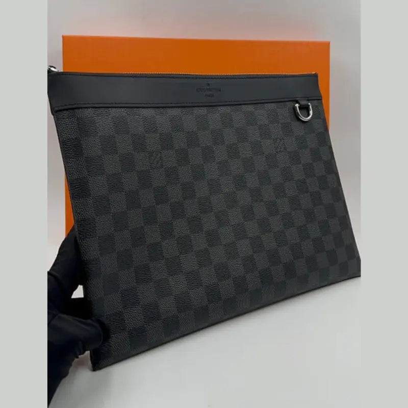 Louis Vuitton Black and Gray Checkered Pouch