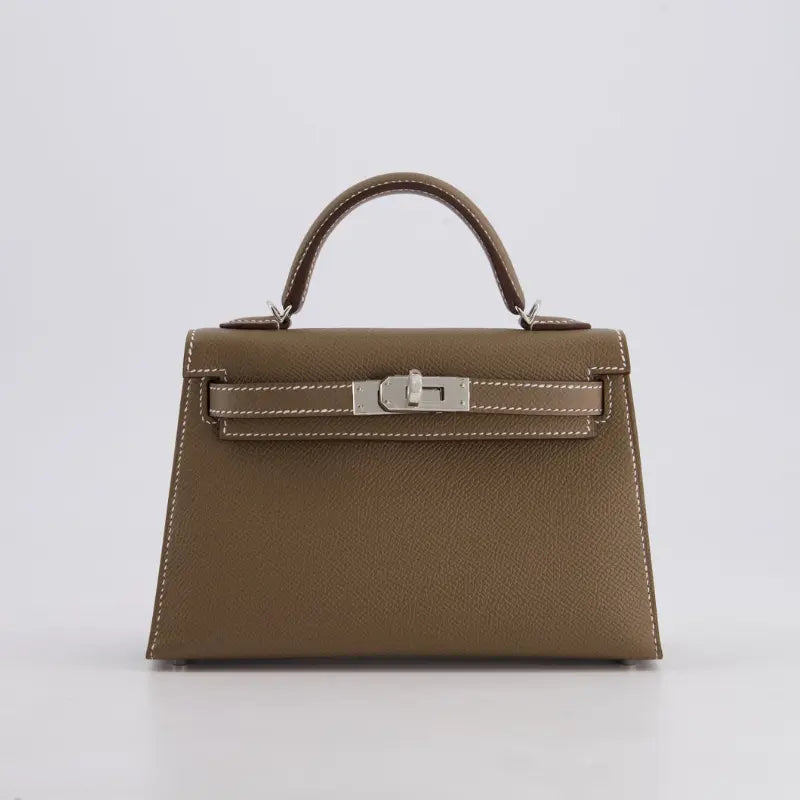 Hermès Mini Kelly II 20 Bag in Etoupe Epsom Leather with Palladium Hardware