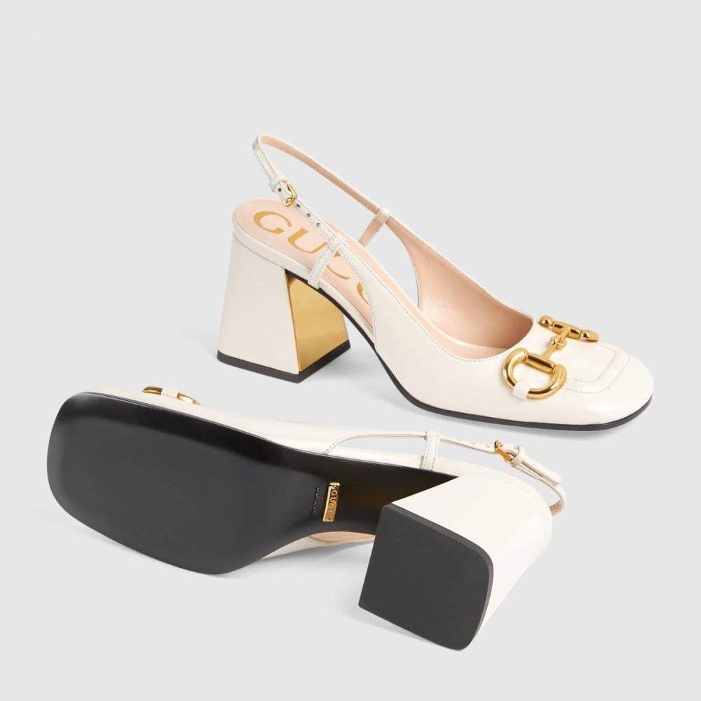 Gucci Gucci white leather slingback pumps - 5
