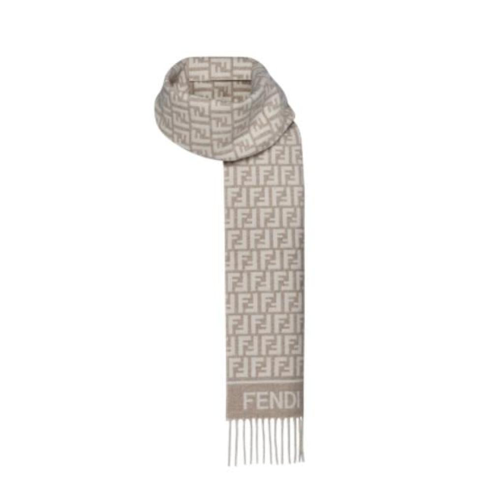 Fendi Fendi FF Scarf Beige Wool and Cashmere Scarf
