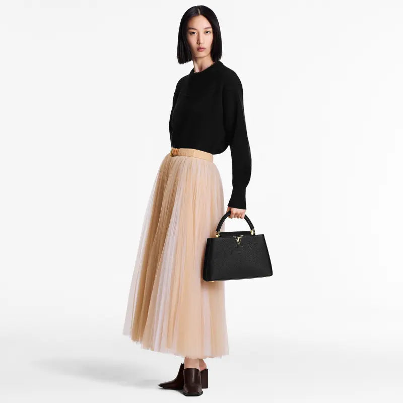 Louis Vuitton Capucines MM Black Leather Bag