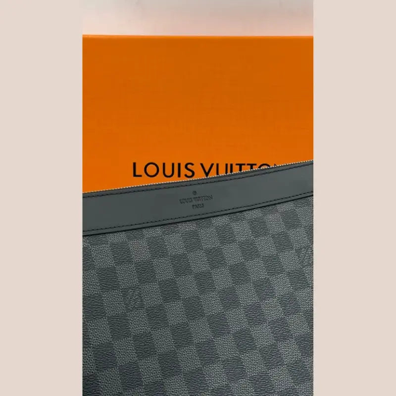 Louis Vuitton Black and Gray Checkered Pouch