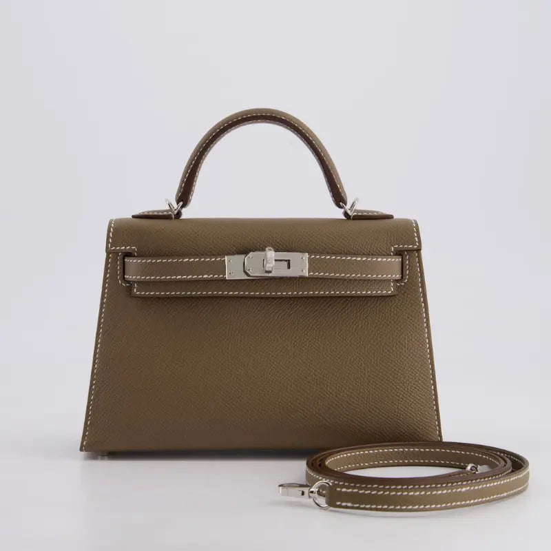 Hermès Mini Kelly II 20 Bag in Etoupe Epsom Leather with Palladium Hardware