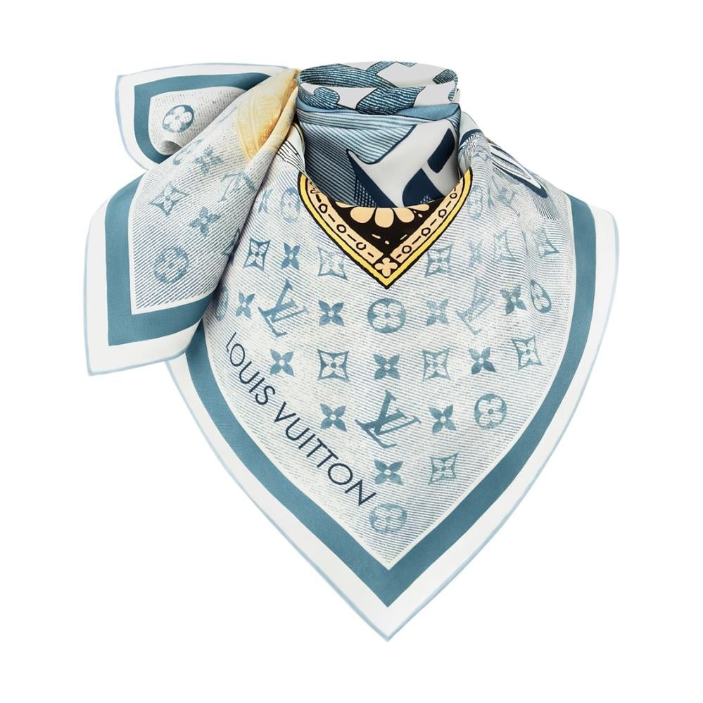 Louis Vuitton Louis Vuitton Blue Printed Scarf