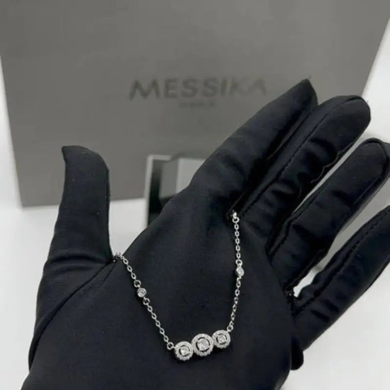 Messika Silver Three Diamond Necklace