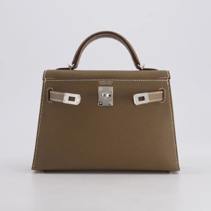 Hermès Mini Kelly II 20 Bag in Etoupe Epsom Leather with Palladium Hardware