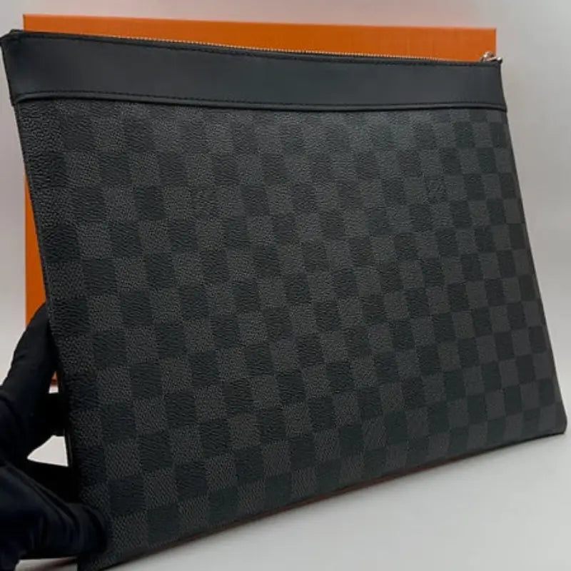 Louis Vuitton Black and Gray Checkered Pouch