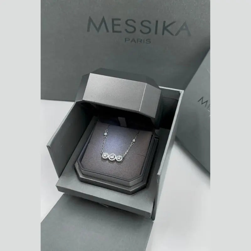 Messika Silver Three Diamond Necklace