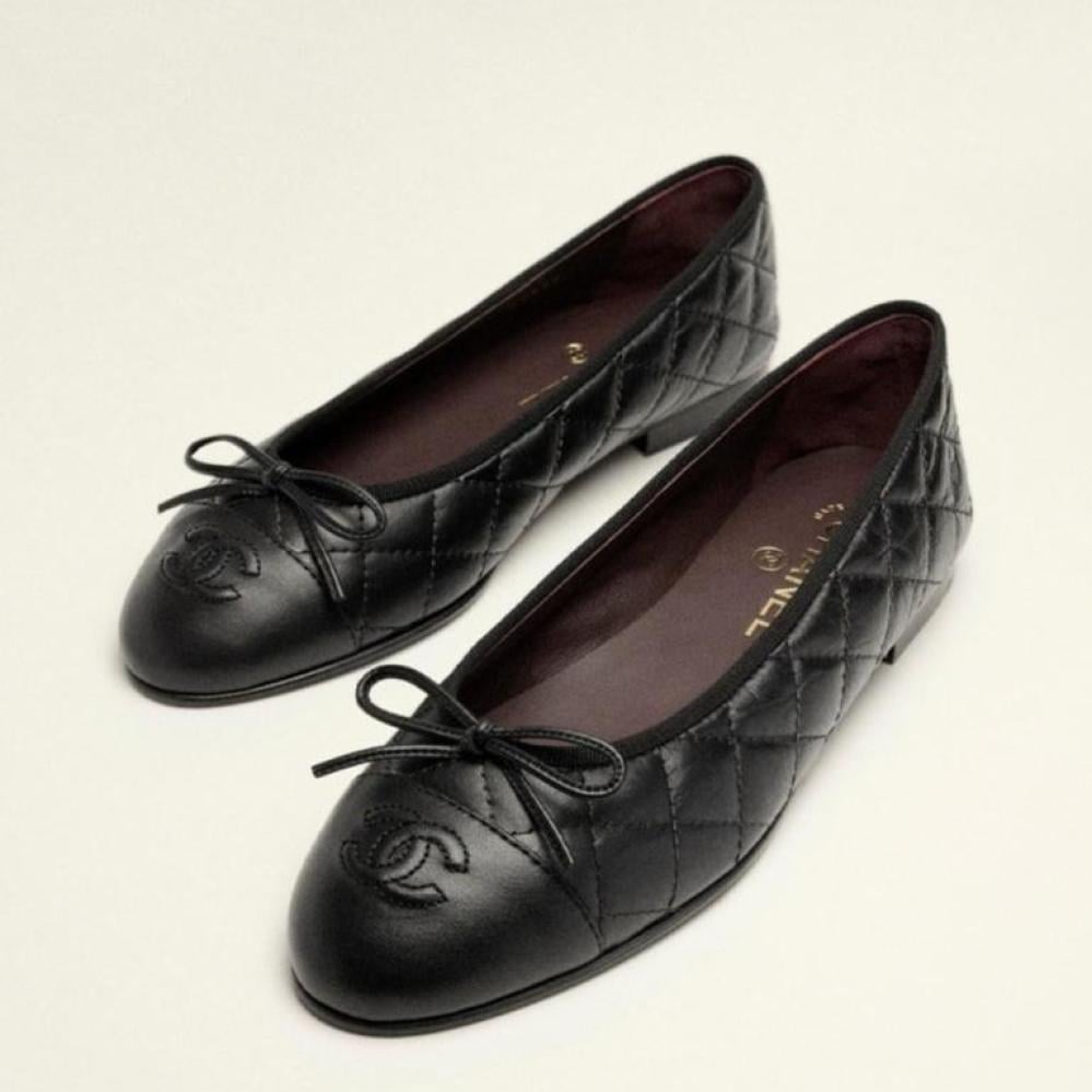 Chanel Chanel BALLET FLATS Embroidered Fabric & Grosgrain Black - 2