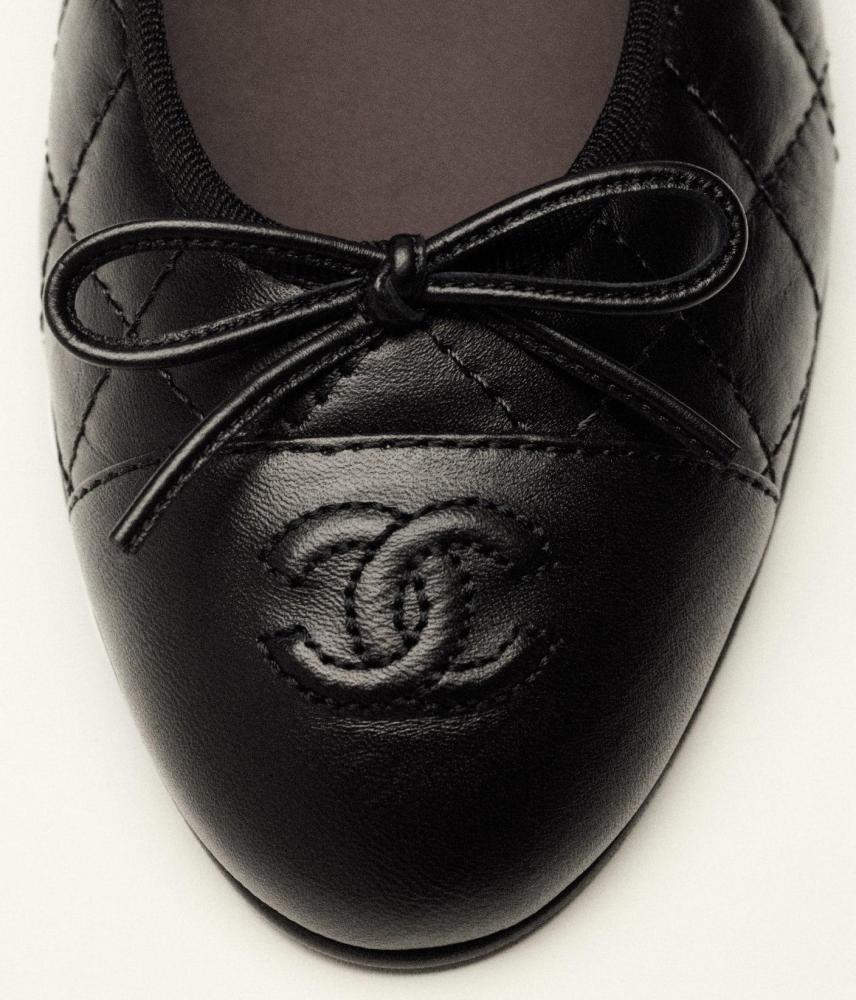 Chanel Chanel BALLET FLATS Embroidered Fabric & Grosgrain Black - 3