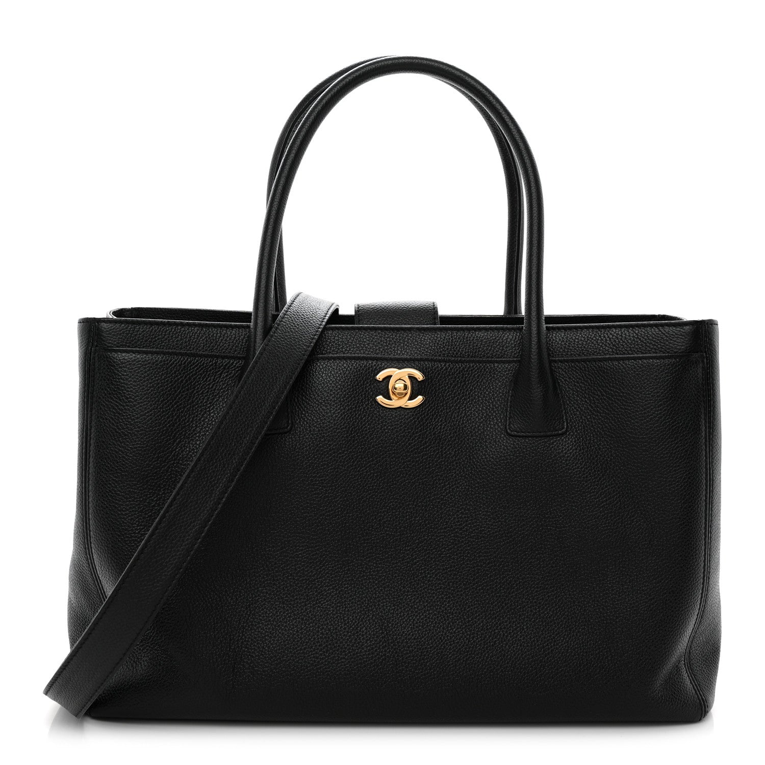 Chanel Calfskin Cerf Executive Shopper Tote Black