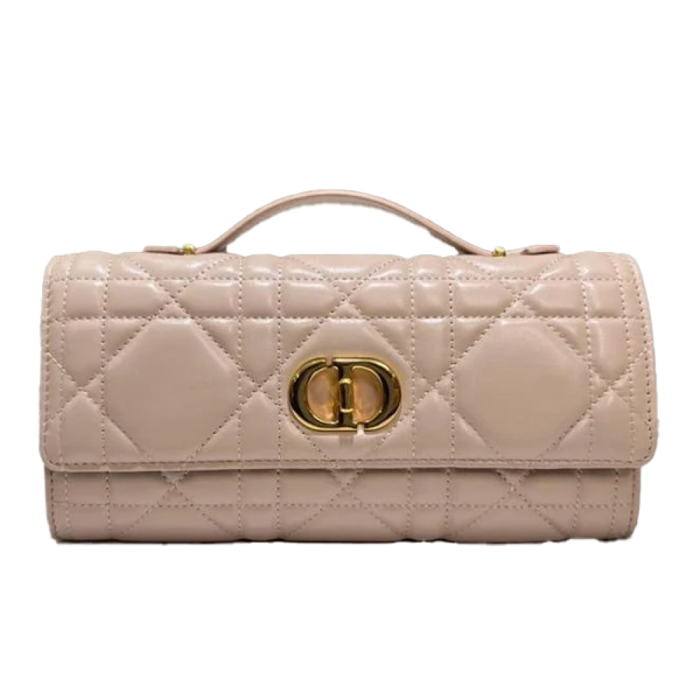 Dior leather top handle flap clutch, beige