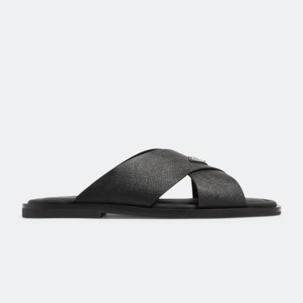 Prada Saffiano leather crisscross sandals - 5