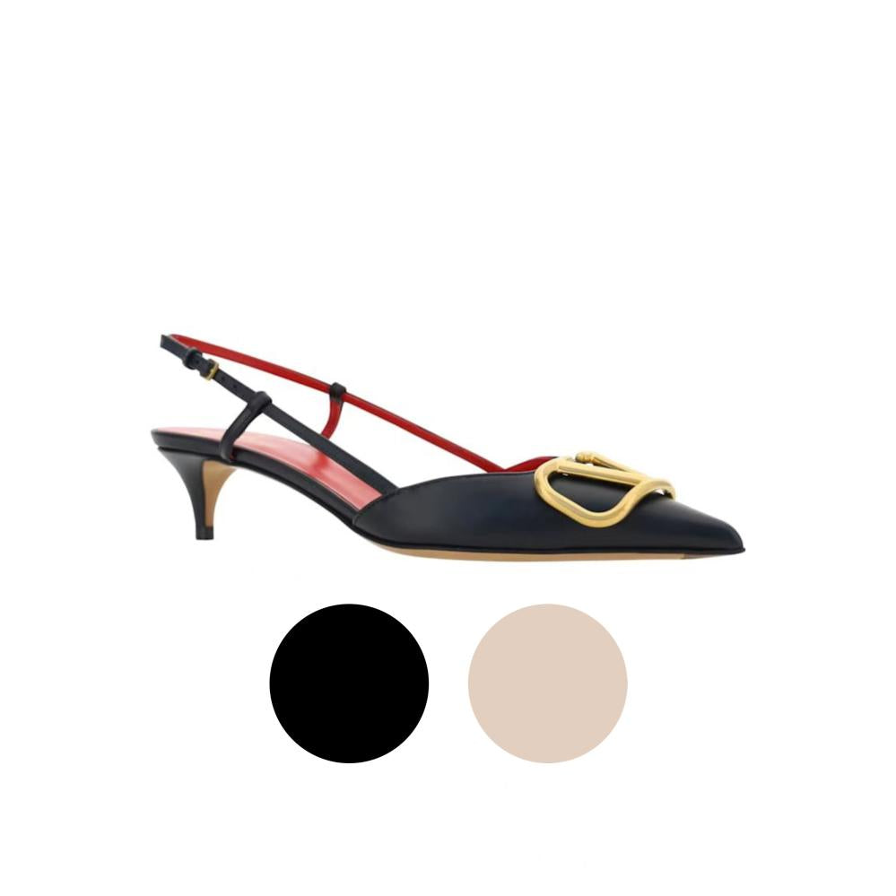 Valentino Valentino VLOGO SIGNATURE CALFSKIN SLINGBACK PUMP 80 MM