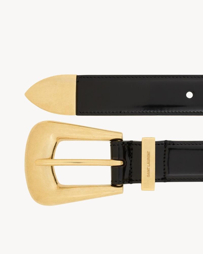 Saint Laurent Folk Buckle Belt in Smooth Leather - 5