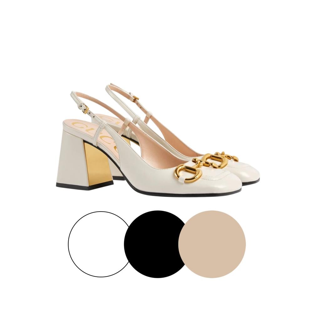 Gucci Gucci white leather slingback pumps