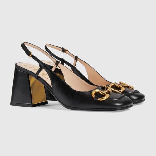 Gucci white leather slingback pumps
