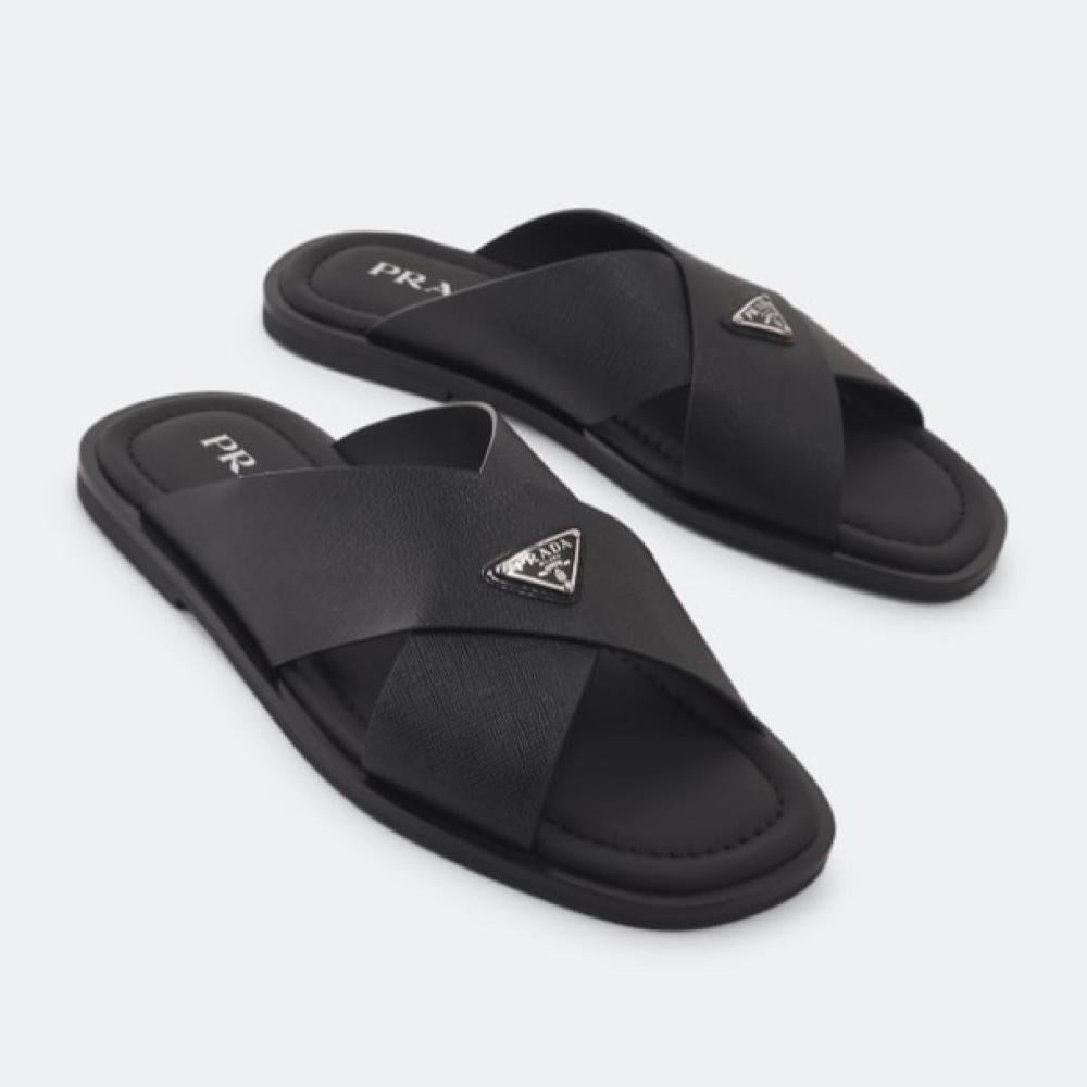 Prada Saffiano leather crisscross sandals - 2