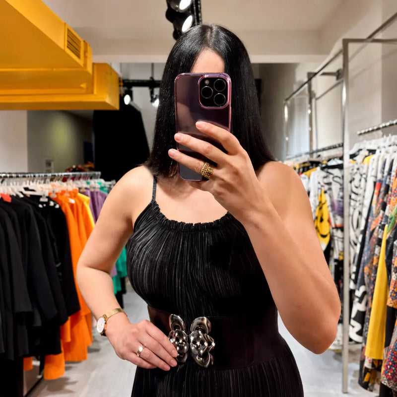 Black Plissé Jumpsuit
