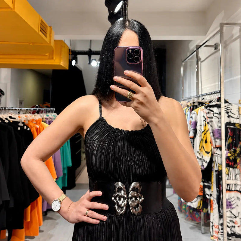 Black Plissé Jumpsuit