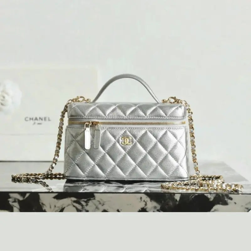 CHANEL 26A Caviar LGHW Long Vanity LP with Chain 19 cm