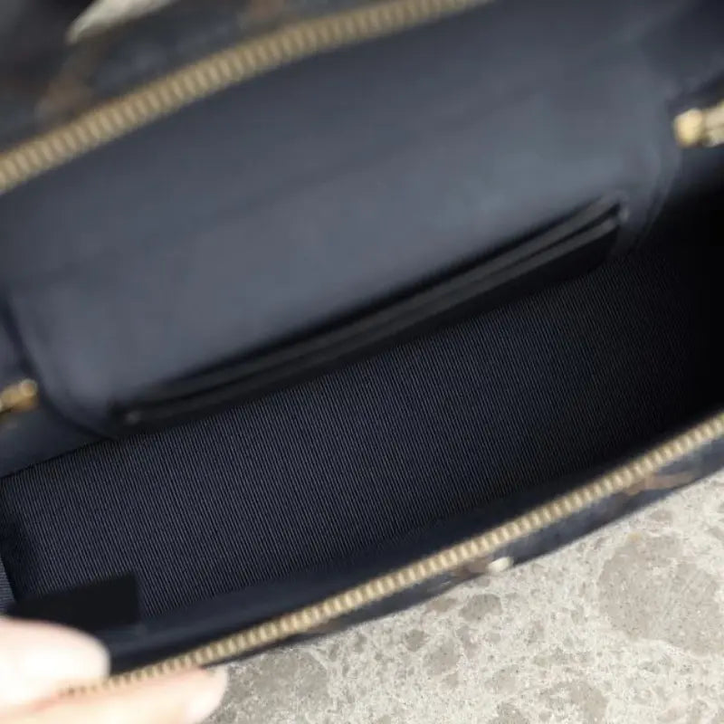 Chanel 26P Dark Blue Denim Quilted Slim Top Handle Vanity Case