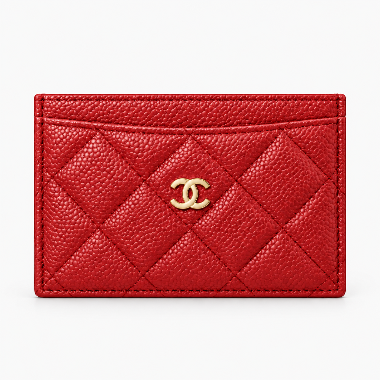 Xbrandat Quilted Leather Card Holder with Gold CC Logo