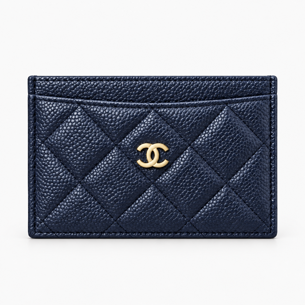 Xbrandat Quilted Leather Card Holder with Gold CC Logo