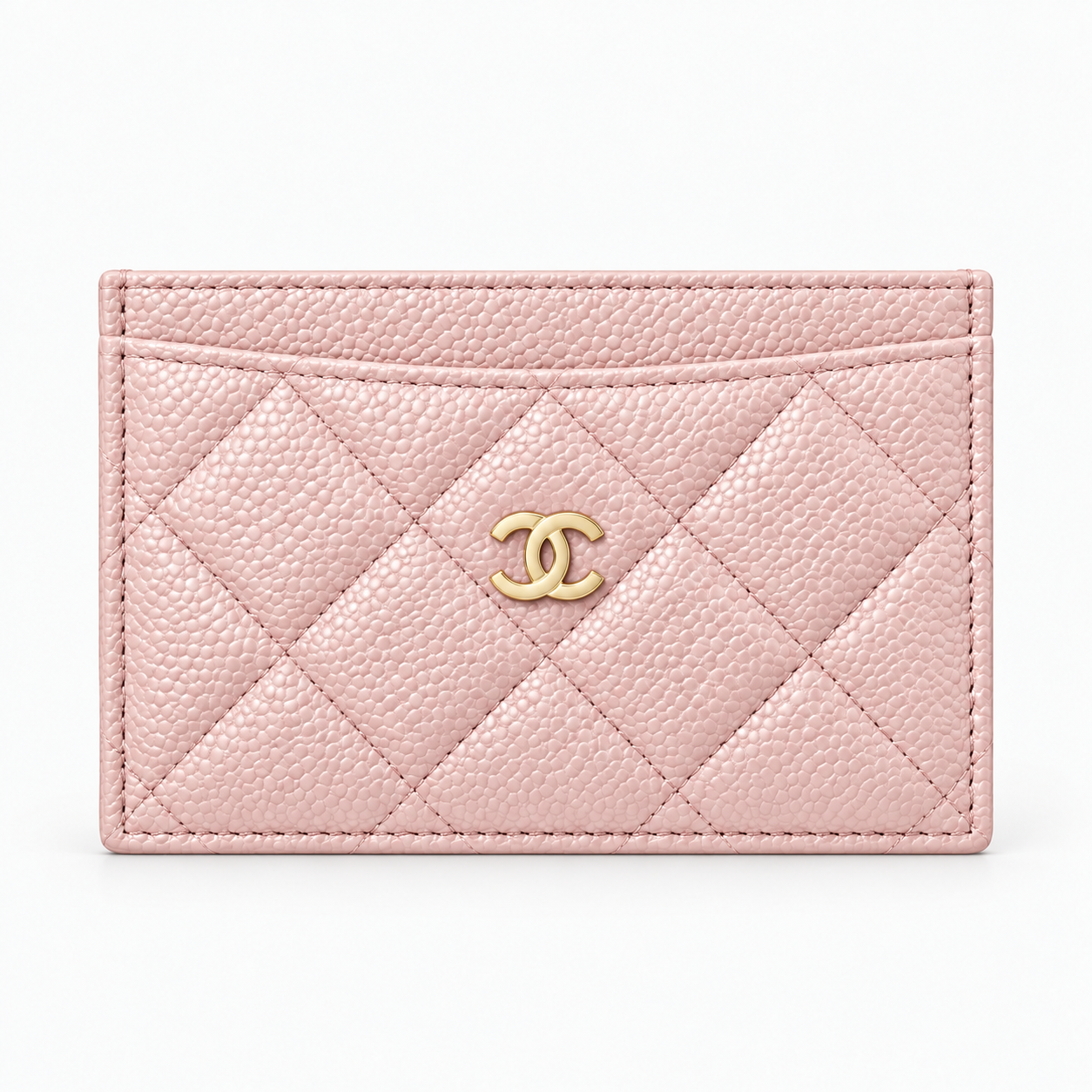 Xbrandat Quilted Leather Card Holder with Gold CC Logo