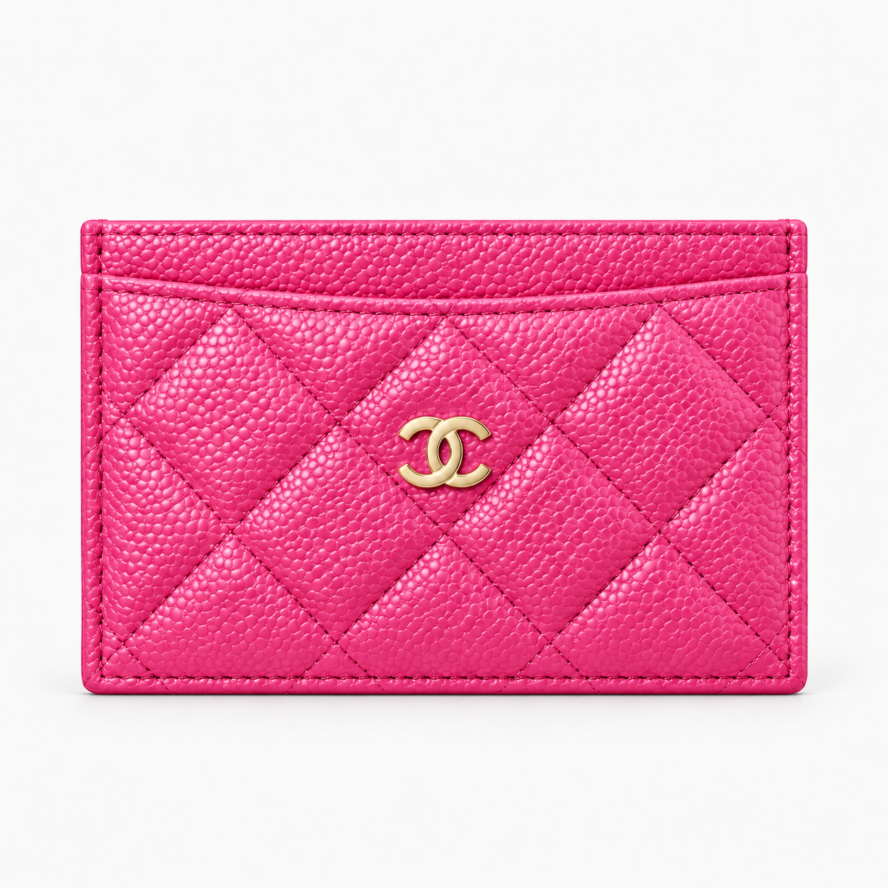 Xbrandat Quilted Leather Card Holder with Gold CC Logo