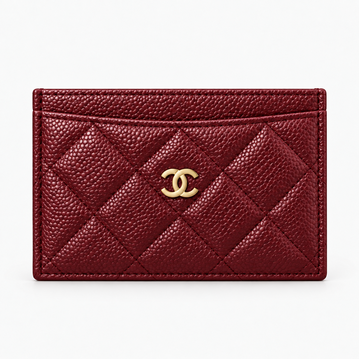 Xbrandat Quilted Leather Card Holder with Gold CC Logo