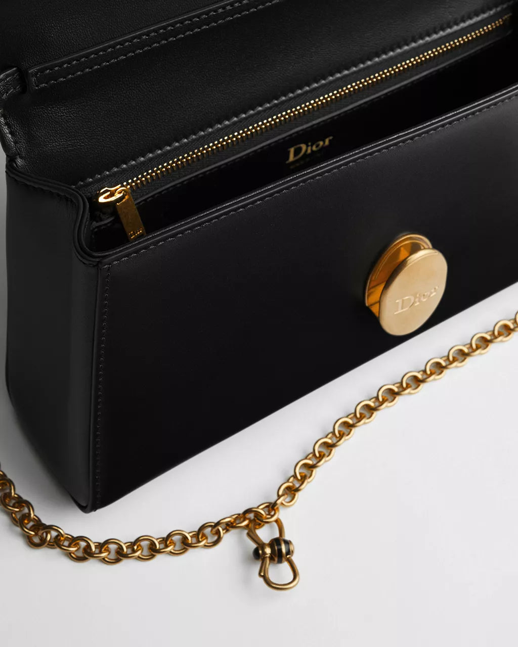 Xbrandat Small Médaillon Flap Bag – Grained Calfskin with Gold-Tone Hardware