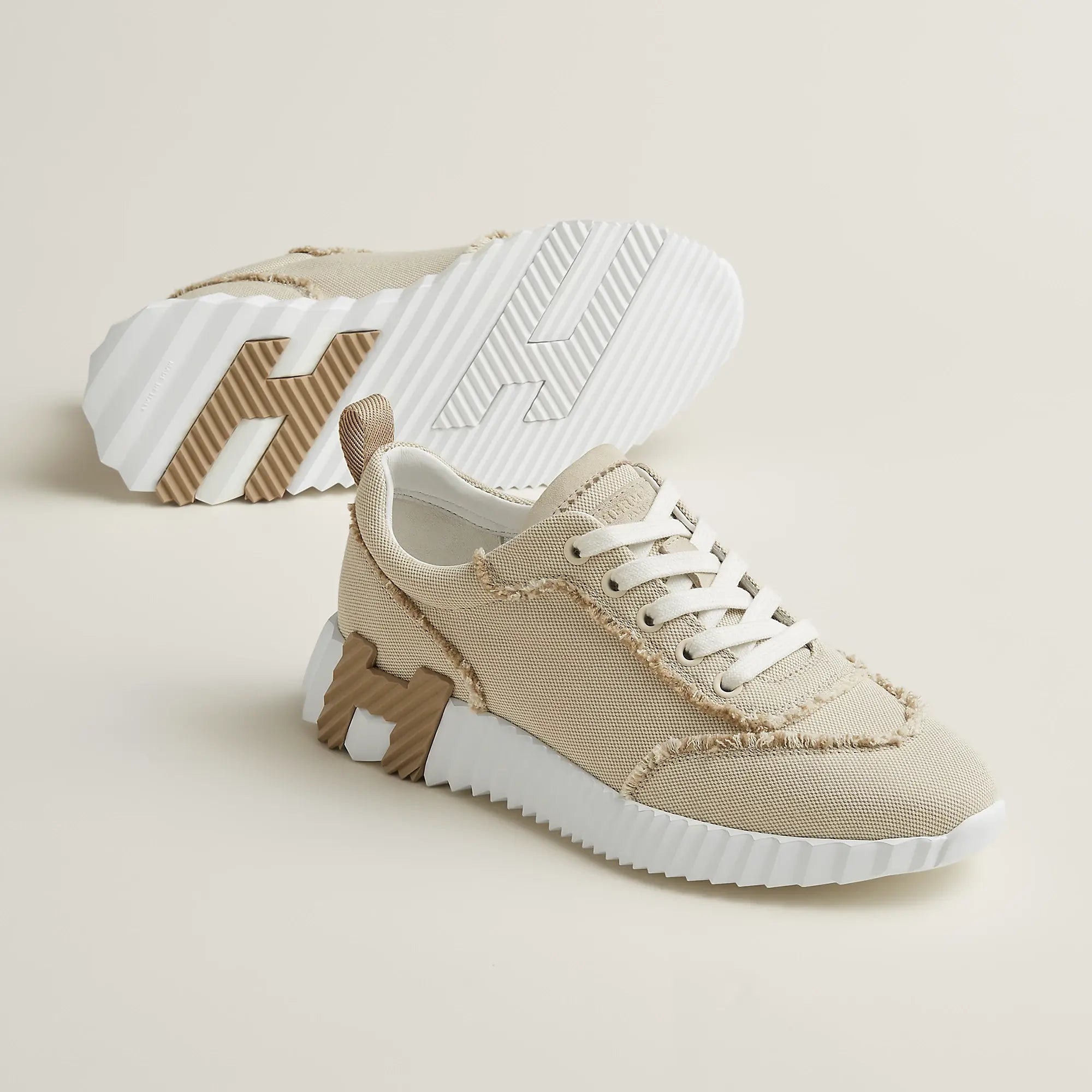 Xbrandat Sneaker in Fringed H Canvas and Suede Goatskin