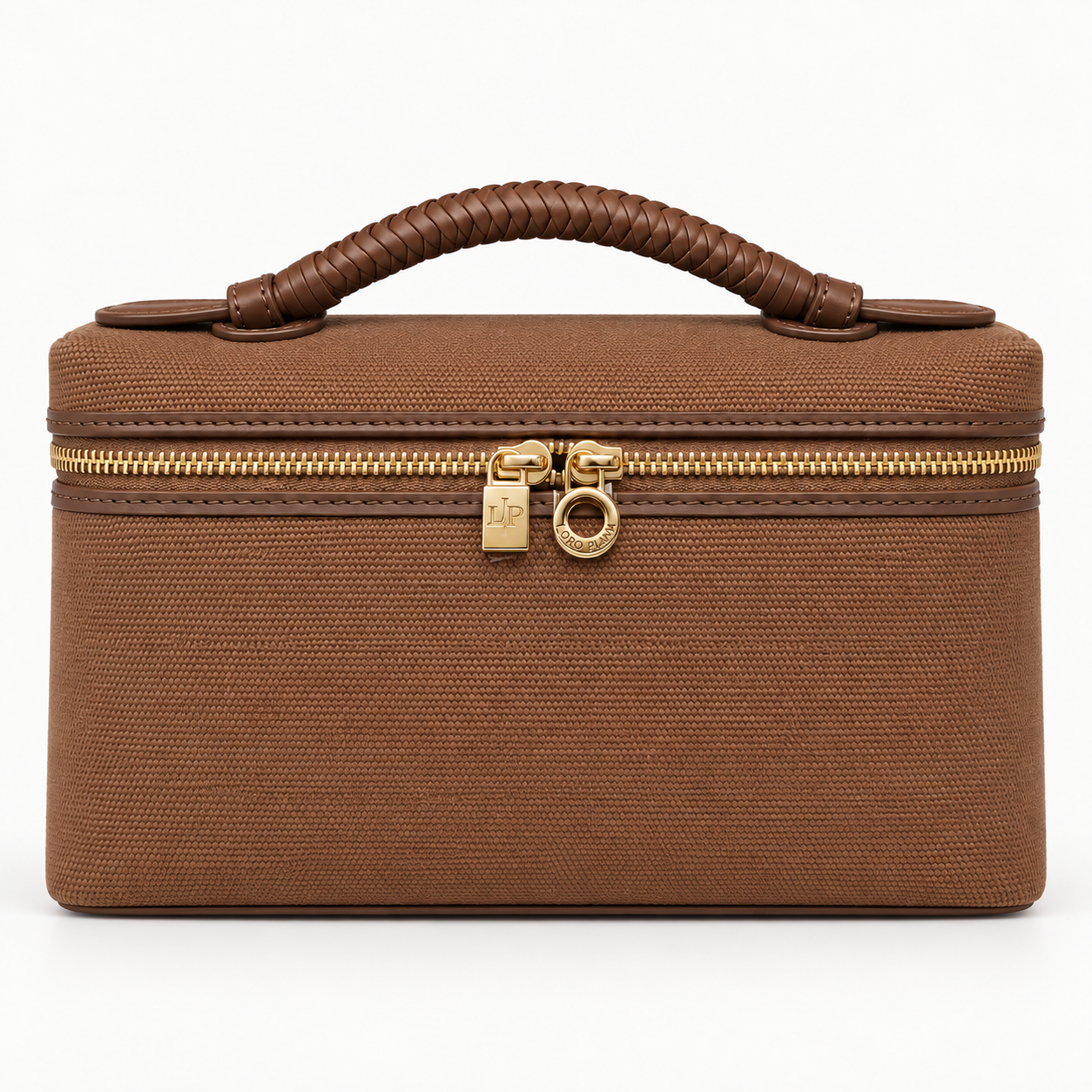 Xbrandat Extra Vanity Case – Canvas with Leather Trim & Gold-Tone Hardware