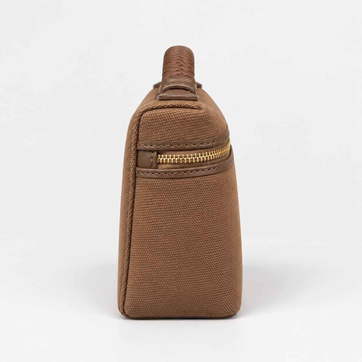 Xbrandat Extra Vanity Case – Canvas with Leather Trim & Gold-Tone Hardware