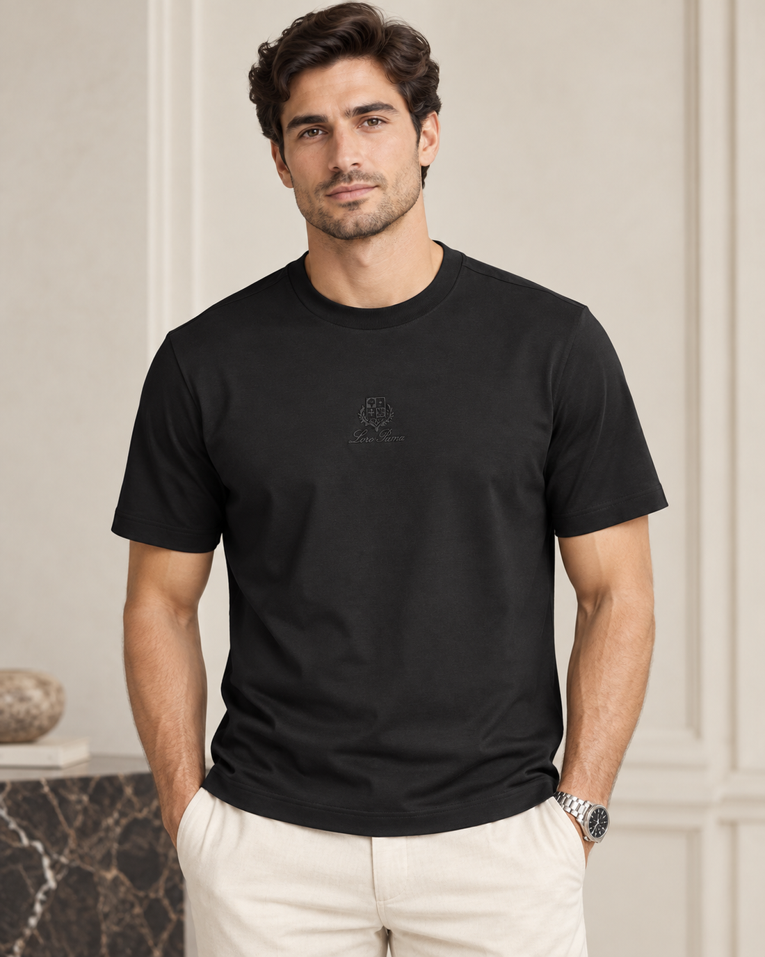 Loro Piana Logo-Embroidered Crew Neck T-Shirt