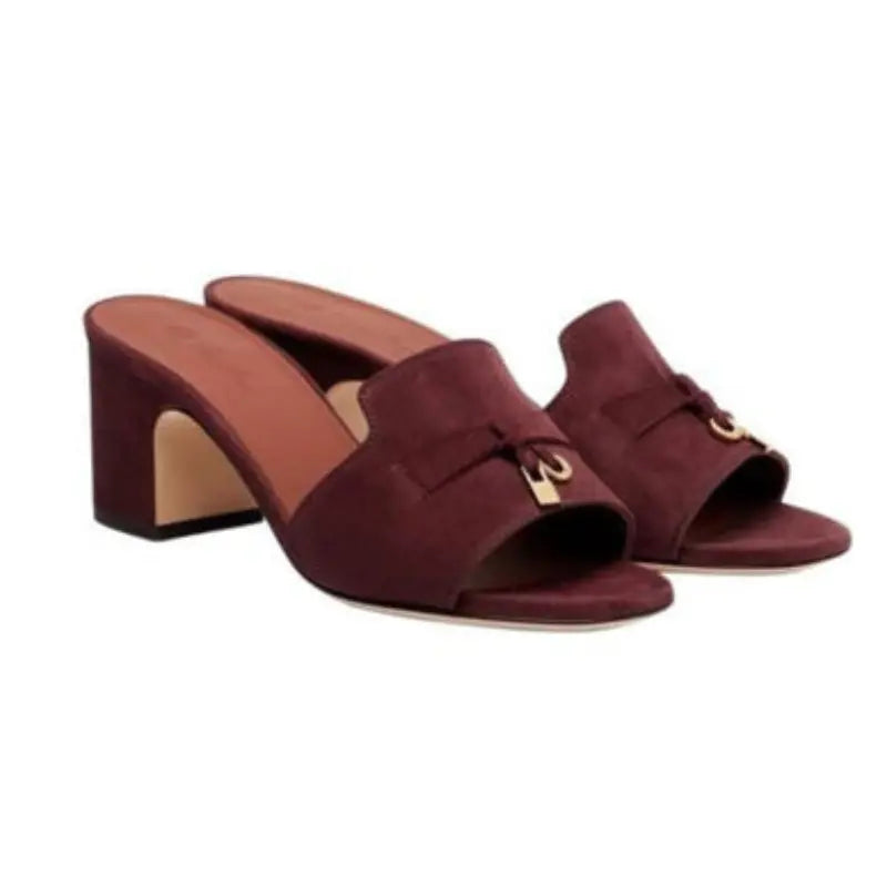 Loro Piana Women's Red Block Heel Sandal
