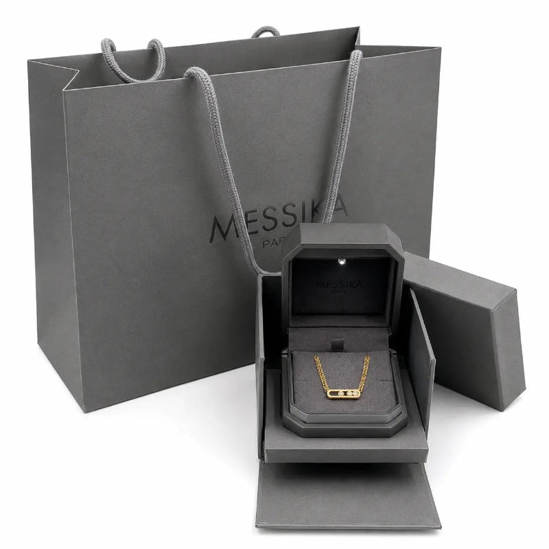 Gold-plated double إكس براندات necklace with a polished finish