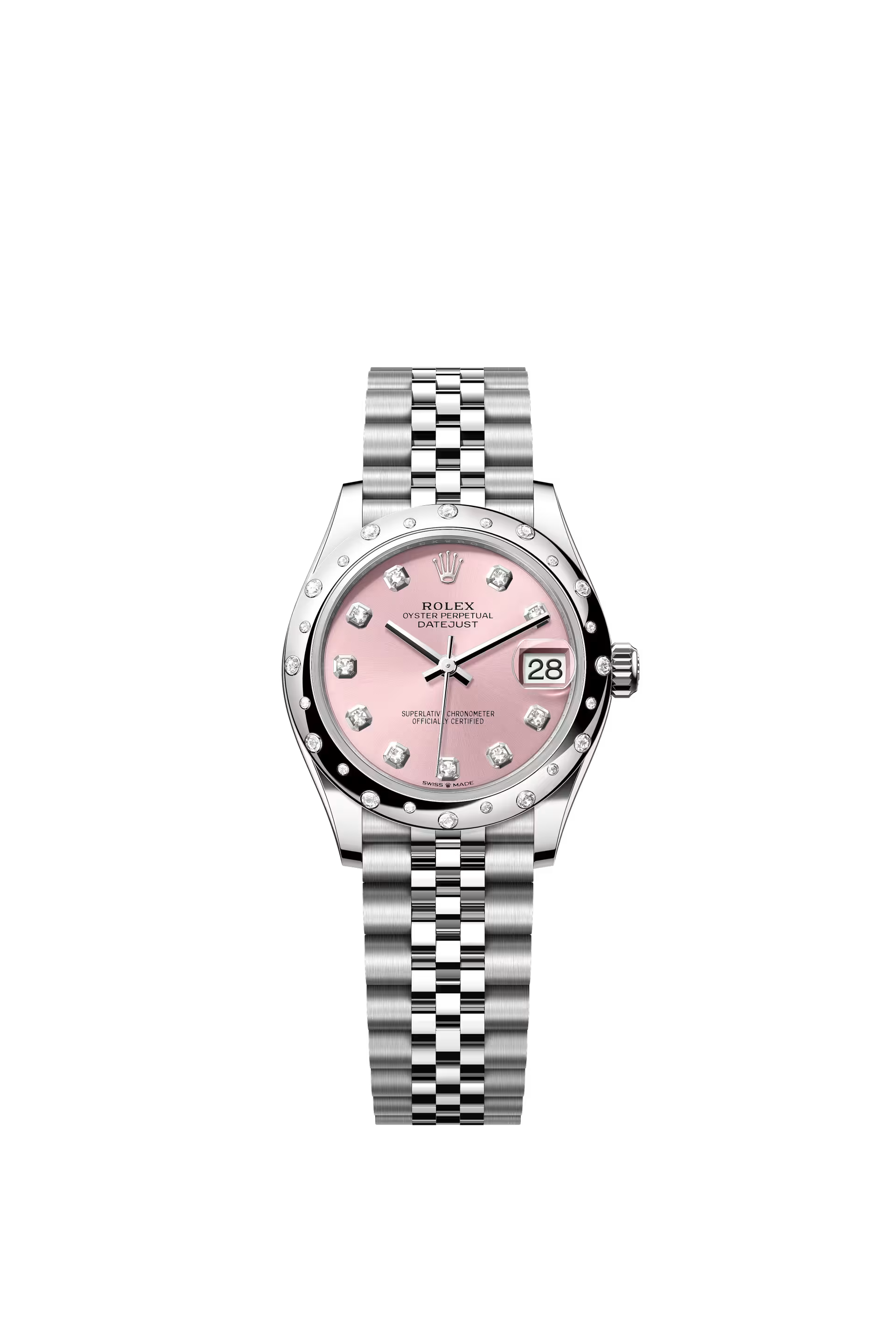 ساعة إكس برتدات Datejust بميناء وردي مرصع بالألماس